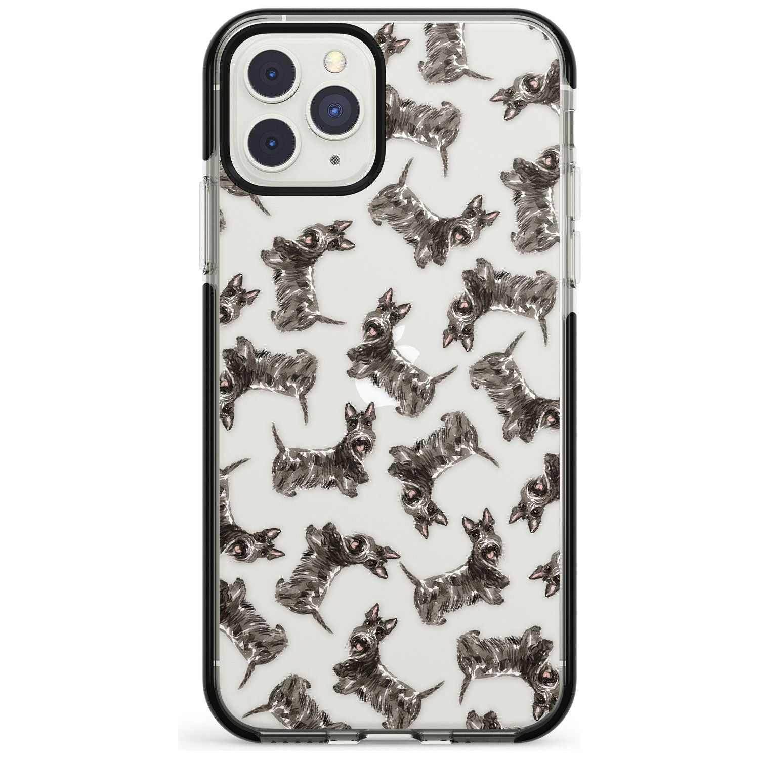 Scottish Terrier Watercolour Dog Pattern Black Impact Phone Case for iPhone 11 Pro Max