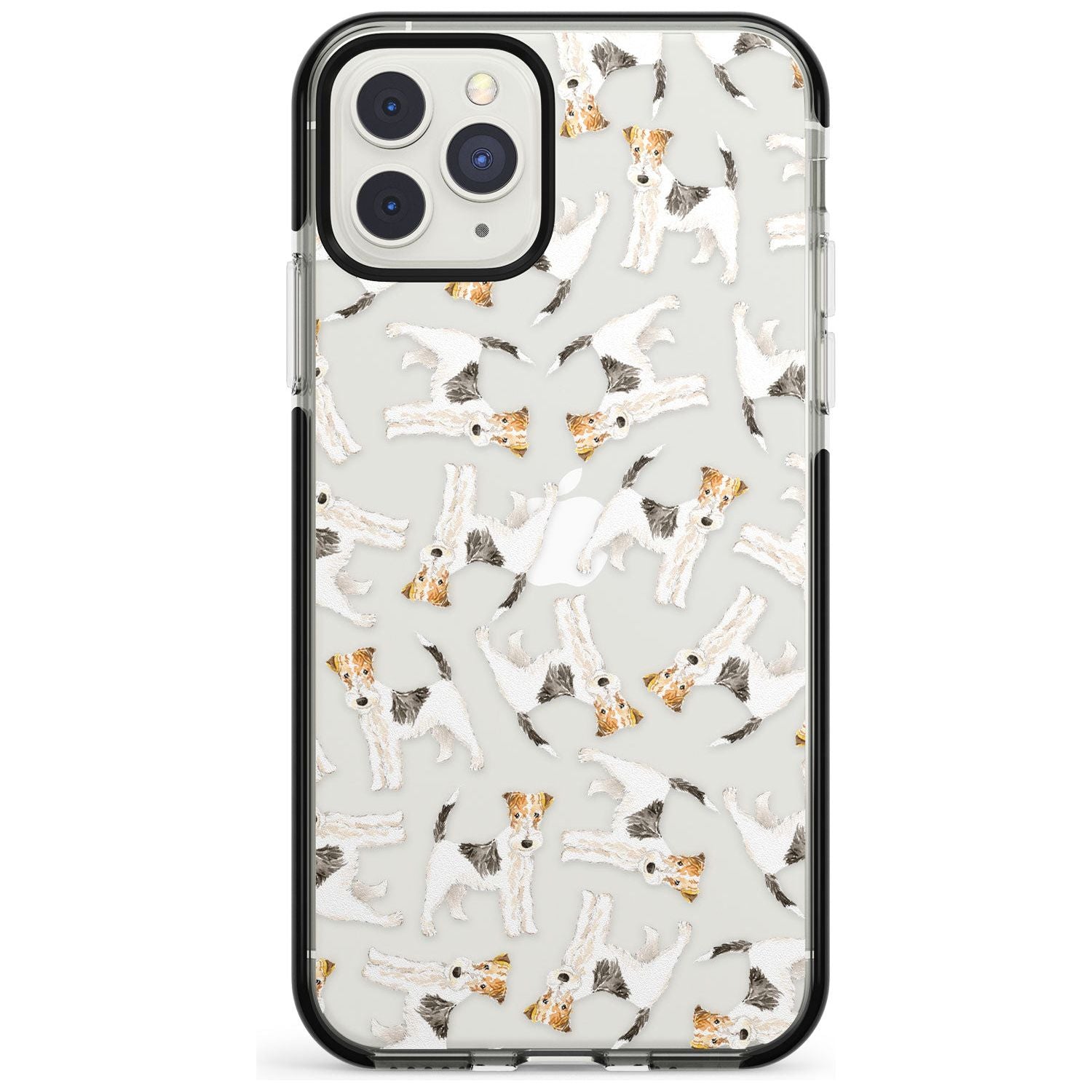 Wire Haired Fox Terrier Watercolour Dog Pattern Black Impact Phone Case for iPhone 11 Pro Max