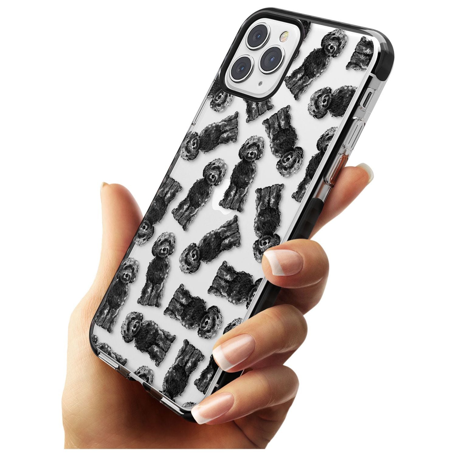 Cockapoo (Black) Watercolour Dog Pattern Black Impact Phone Case for iPhone 11 Pro Max