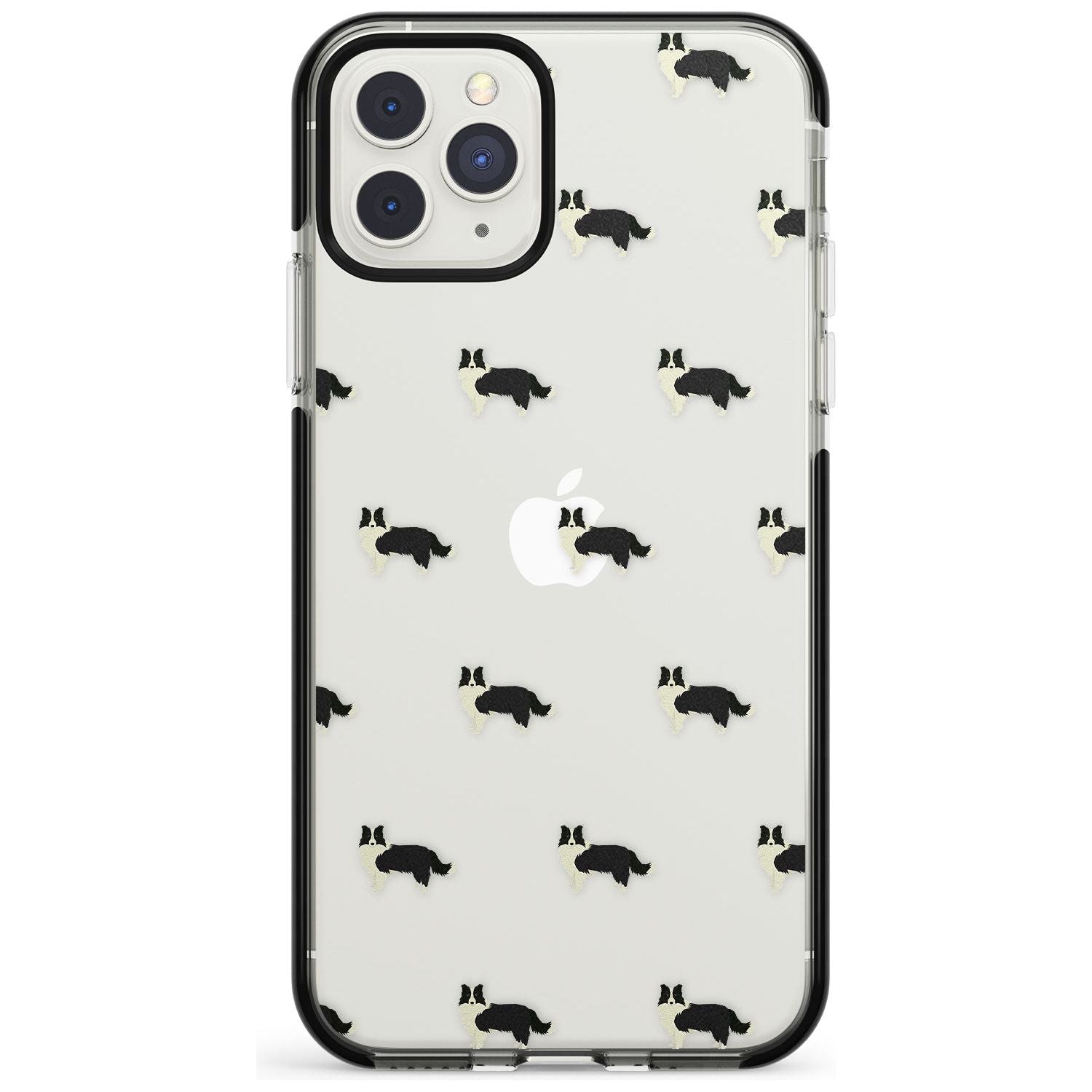 Border Collie Dog Pattern Clear Black Impact Phone Case for iPhone 11 Pro Max