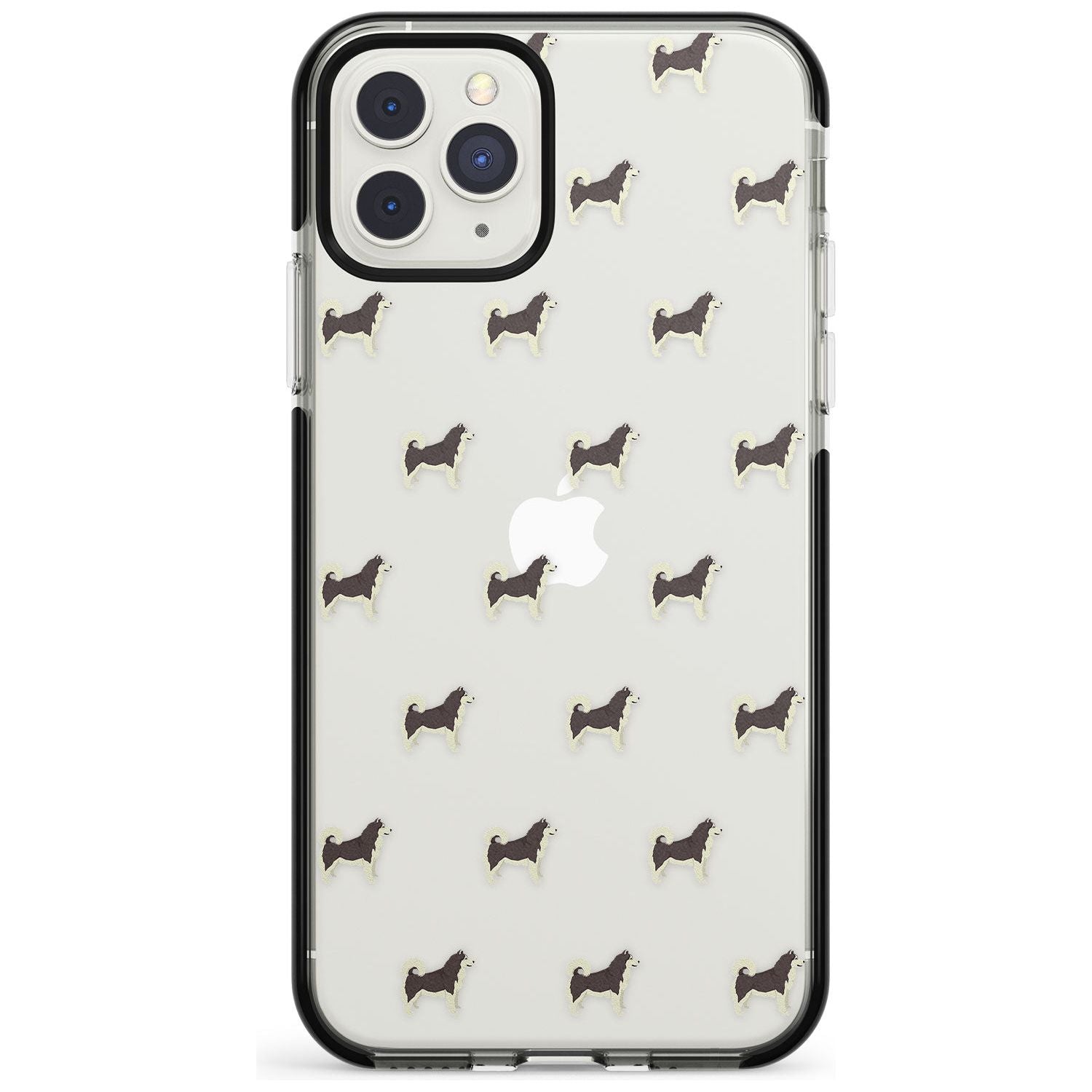 Alaskan Malamute Dog Pattern Clear Black Impact Phone Case for iPhone 11 Pro Max