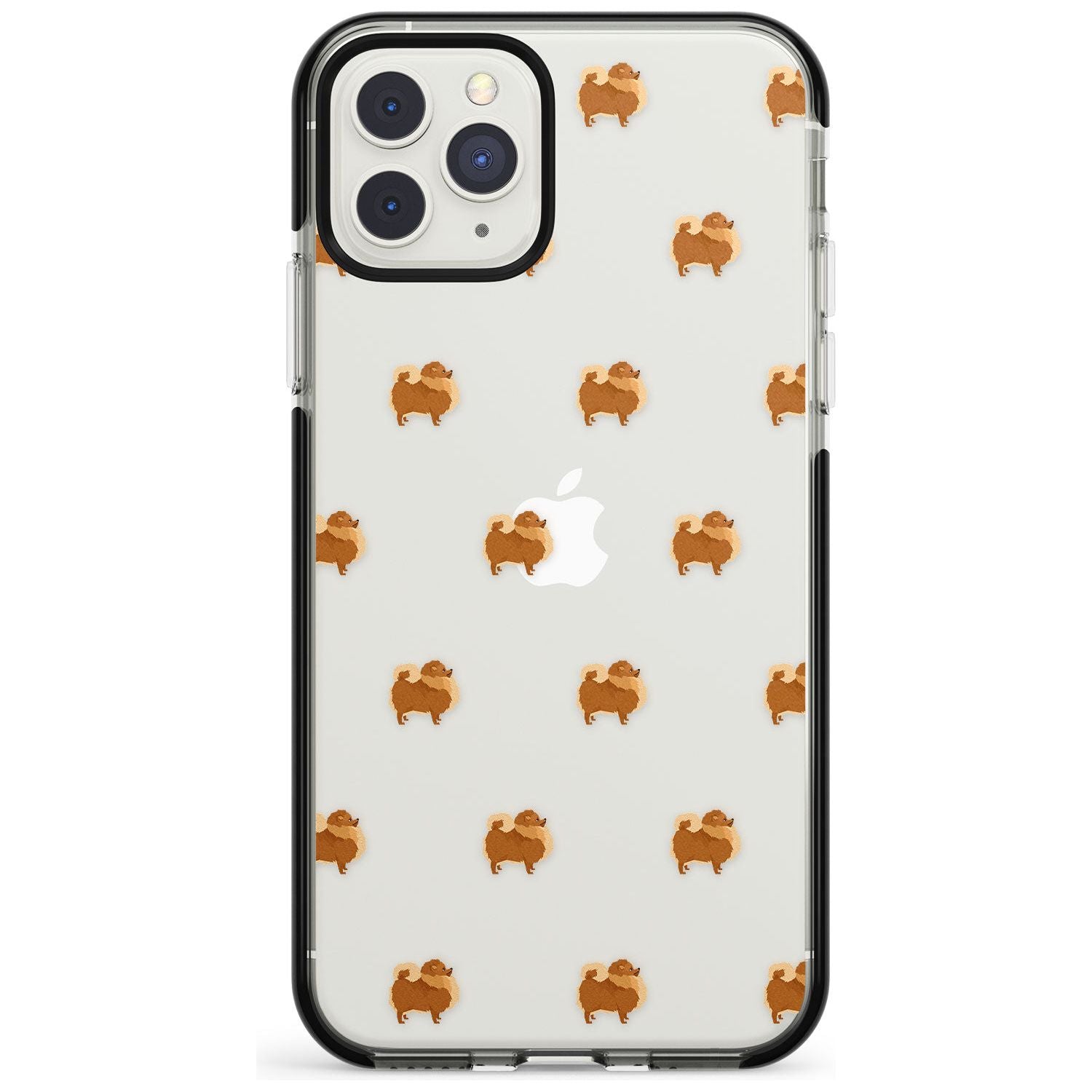 Pomeranian Dog Pattern Clear Black Impact Phone Case for iPhone 11 Pro Max