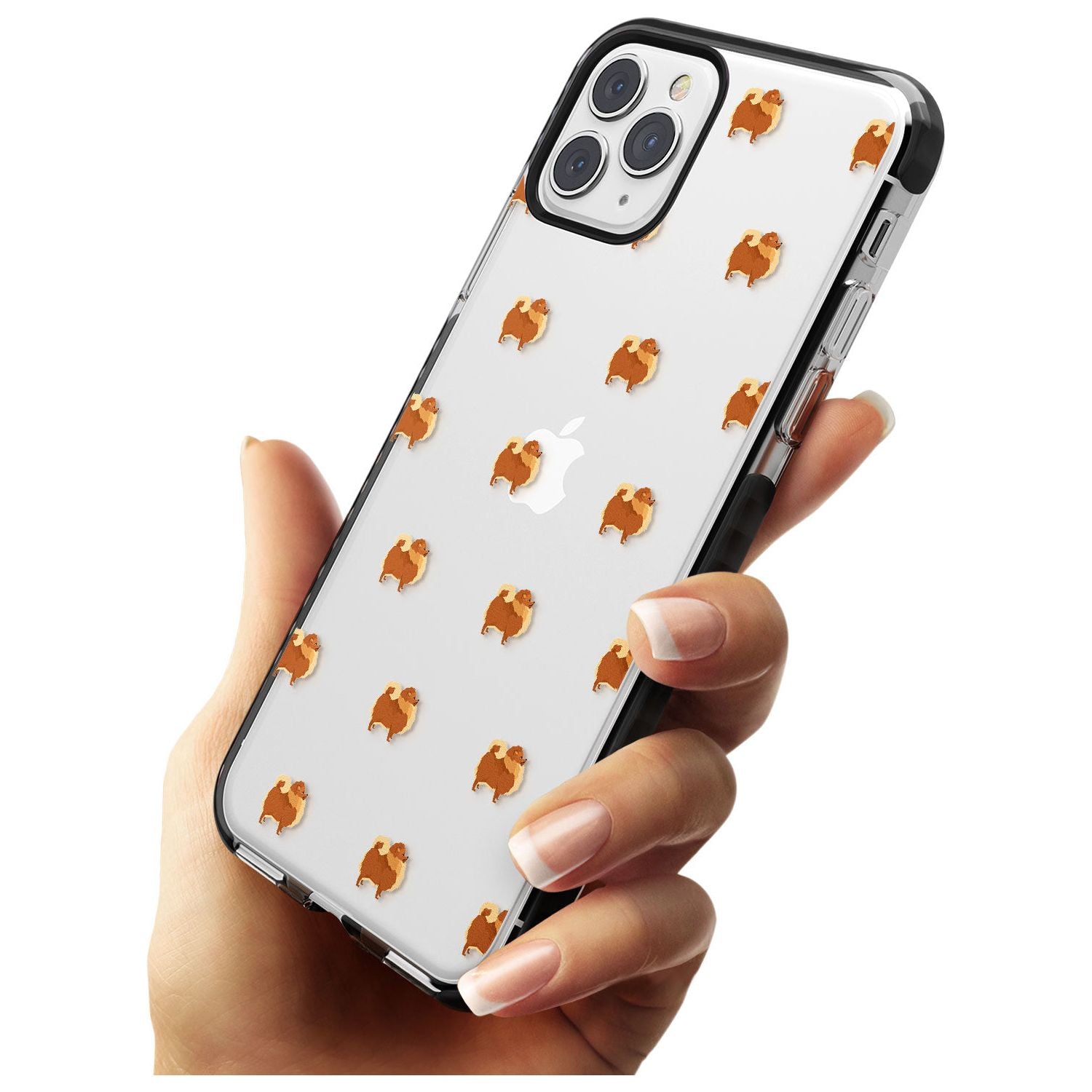 Pomeranian Dog Pattern Clear Black Impact Phone Case for iPhone 11 Pro Max
