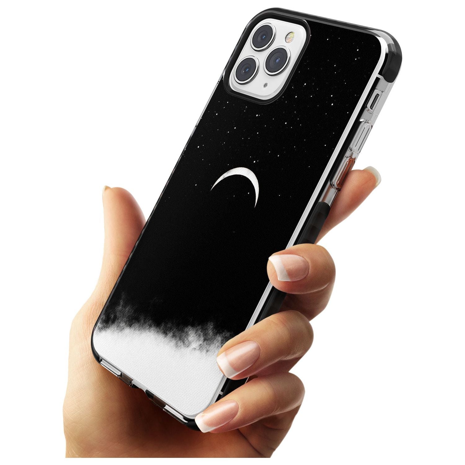 Upside Down Crescent Moon Black Impact Phone Case for iPhone 11 Pro Max