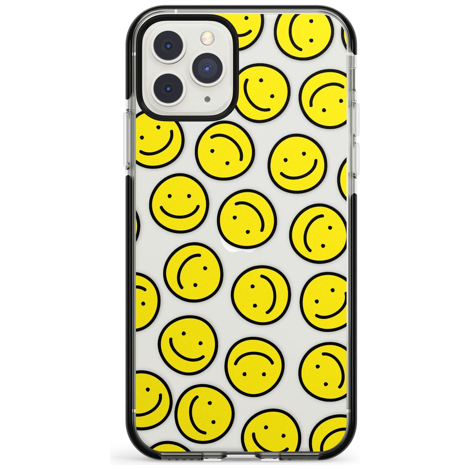 Happy Face Clear Pattern iPhone Case  Black Impact Phone Case - Case Warehouse