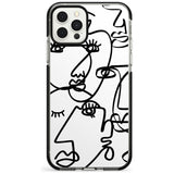 Continuous Line Faces: Black on White Pink Fade Impact Phone Case for iPhone 11