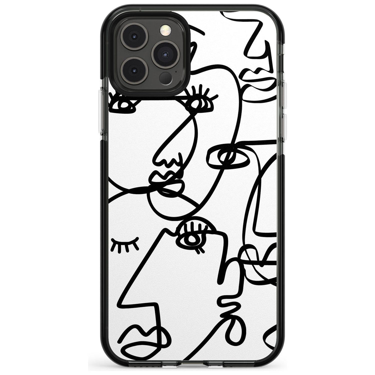 Continuous Line Faces: Black on White Pink Fade Impact Phone Case for iPhone 11