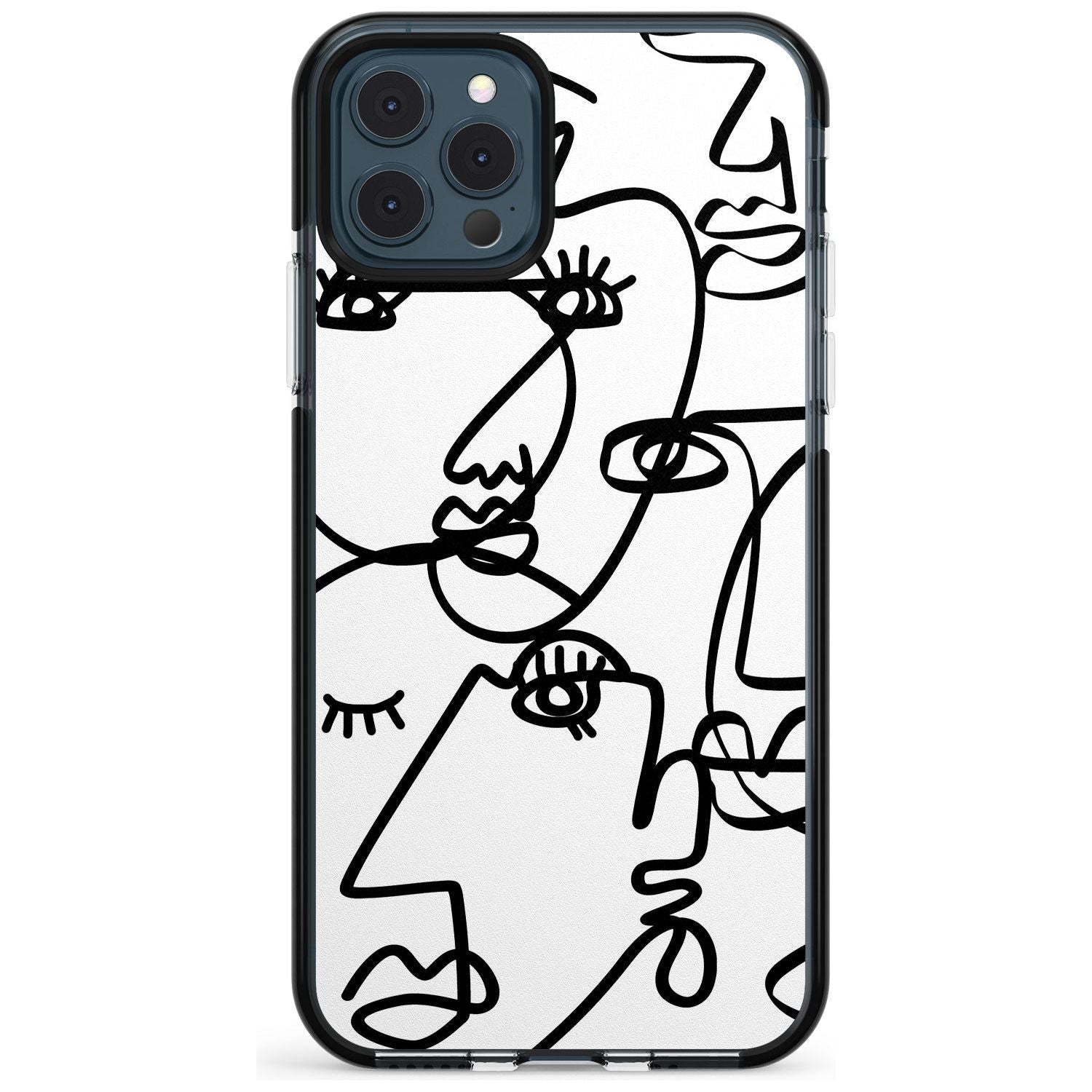 Continuous Line Faces: Black on White Pink Fade Impact Phone Case for iPhone 11