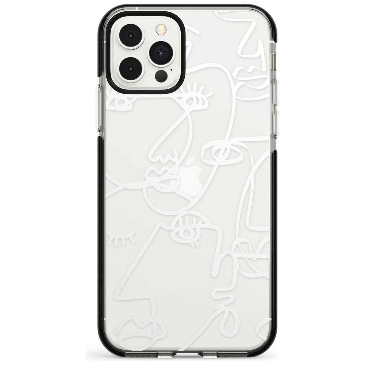 Continuous Line Faces: White on Clear Pink Fade Impact Phone Case for iPhone 11