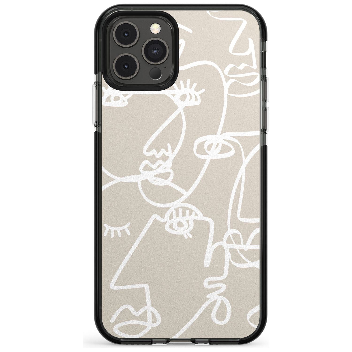 Continuous Line Faces: White on Beige Pink Fade Impact Phone Case for iPhone 11