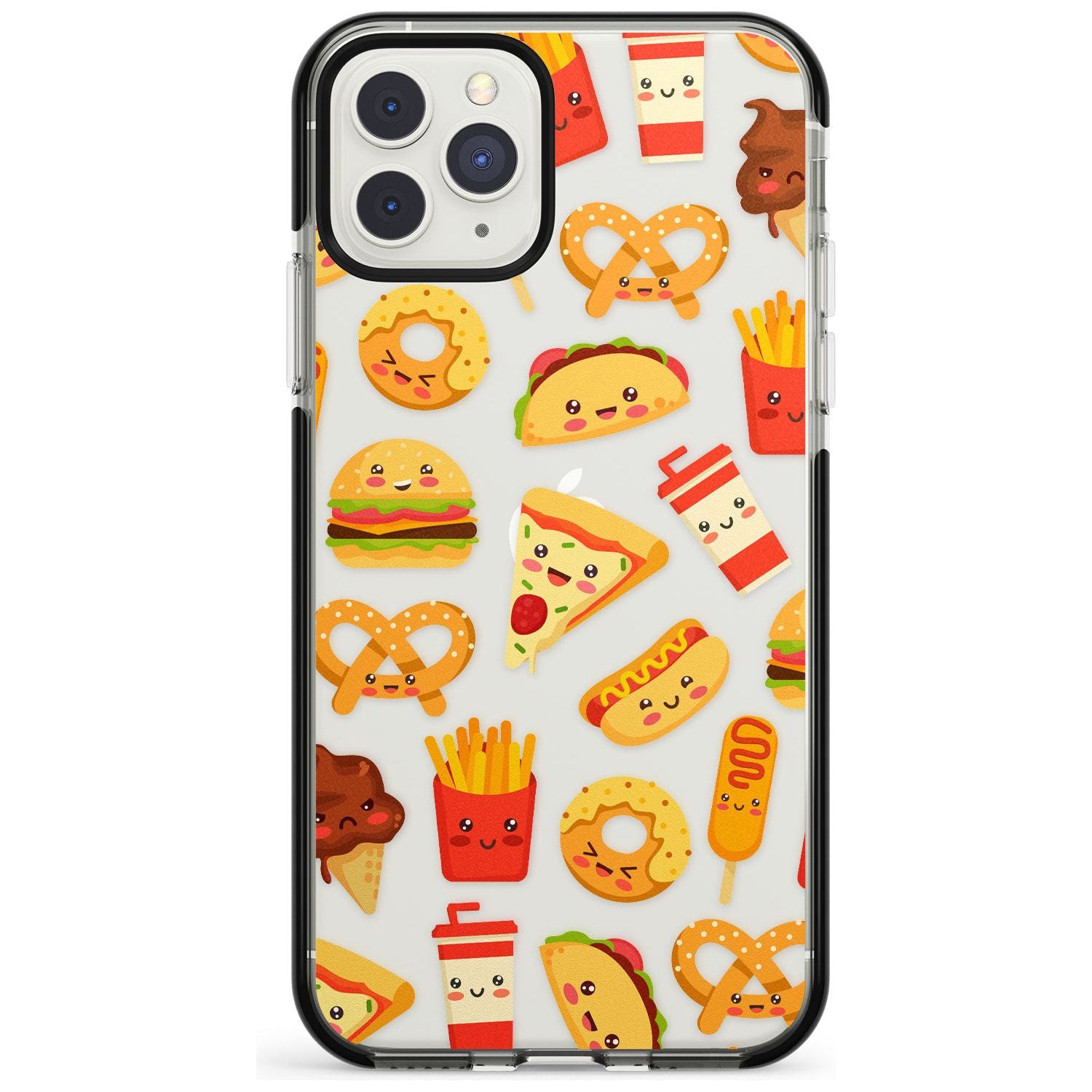 Fast Food Patterns Kawaii Fast Food Mix Phone Case iPhone 11 Pro Max / Black Impact Case,iPhone 11 Pro / Black Impact Case,iPhone 12 Pro Max / Black Impact Case Blanc Space
