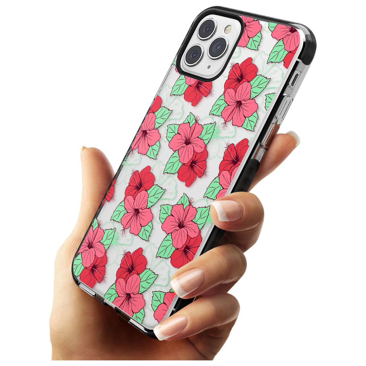 Pink Peony Black Impact Phone Case for iPhone 11