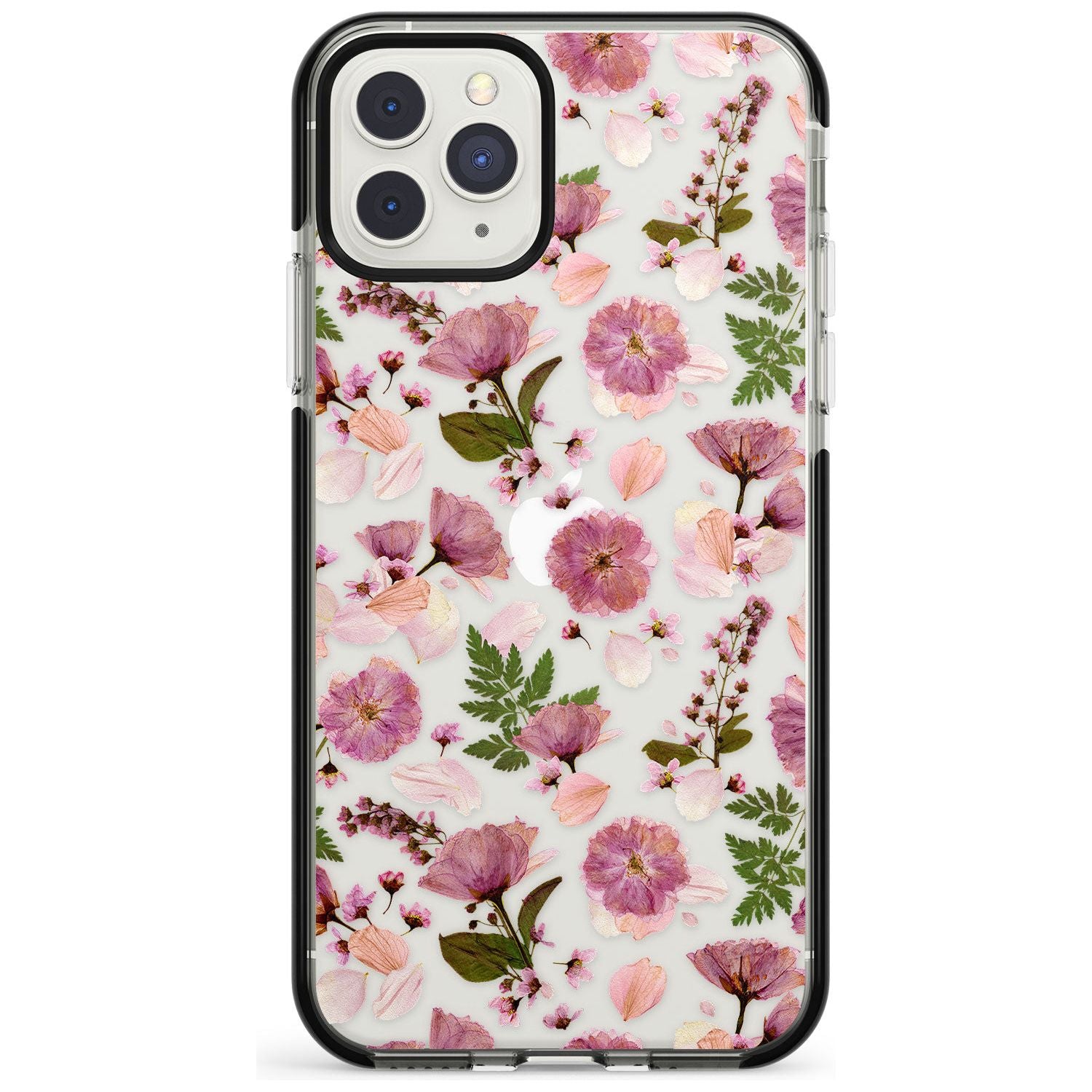 Floral Menagerie Transparent Design Black Impact Phone Case for iPhone 11 Pro Max