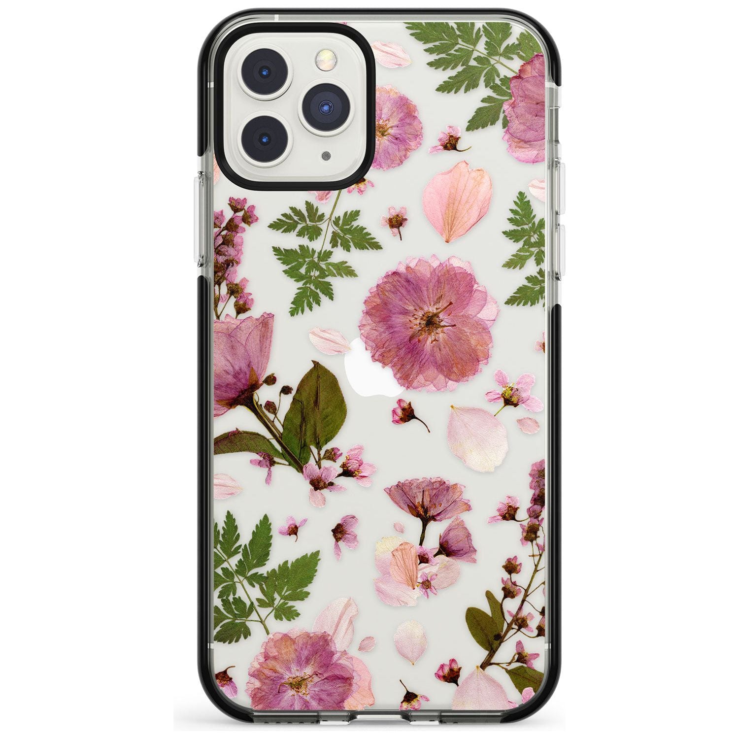 Natural Arrangement of Flowers & Leaves Design Black Impact Phone Case for iPhone 11 Pro Max