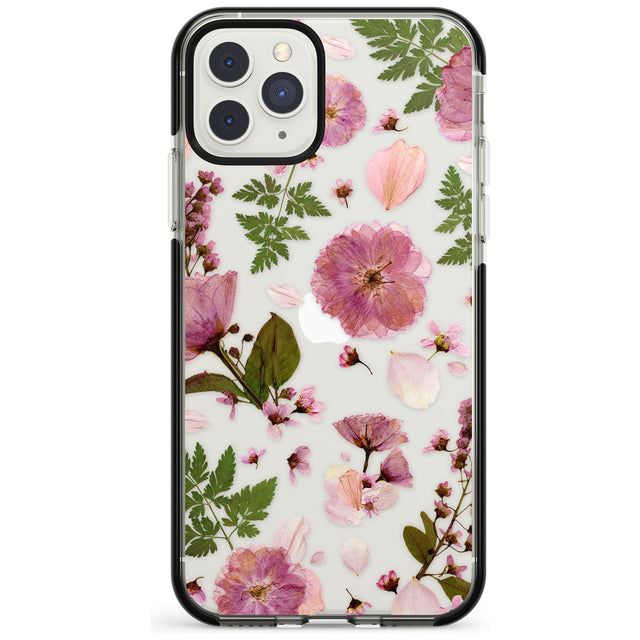 Natural Arrangement of Flowers & Leaves Design Black Impact Phone Case for iPhone 11 Pro Max