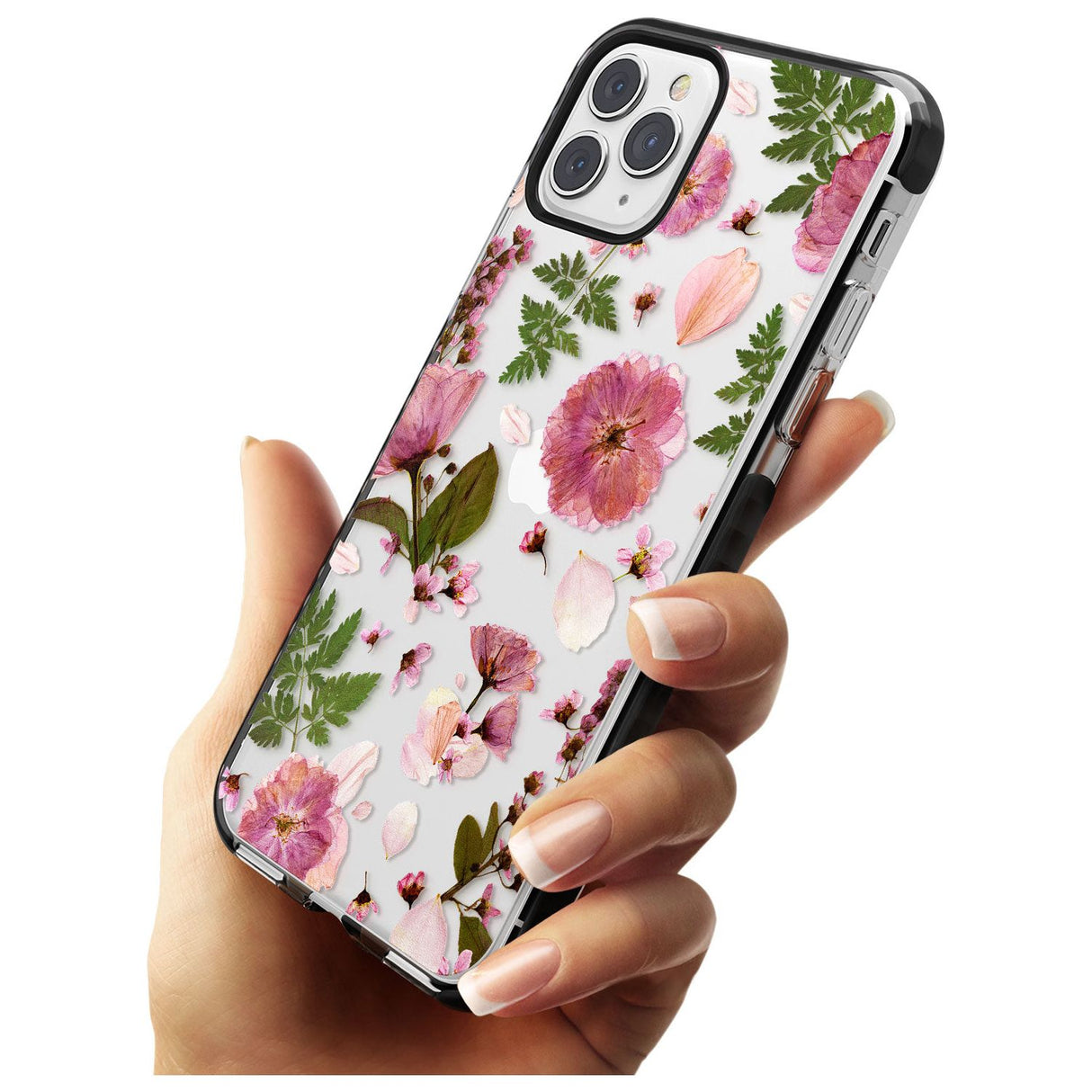 Natural Arrangement of Flowers & Leaves Design Black Impact Phone Case for iPhone 11 Pro Max