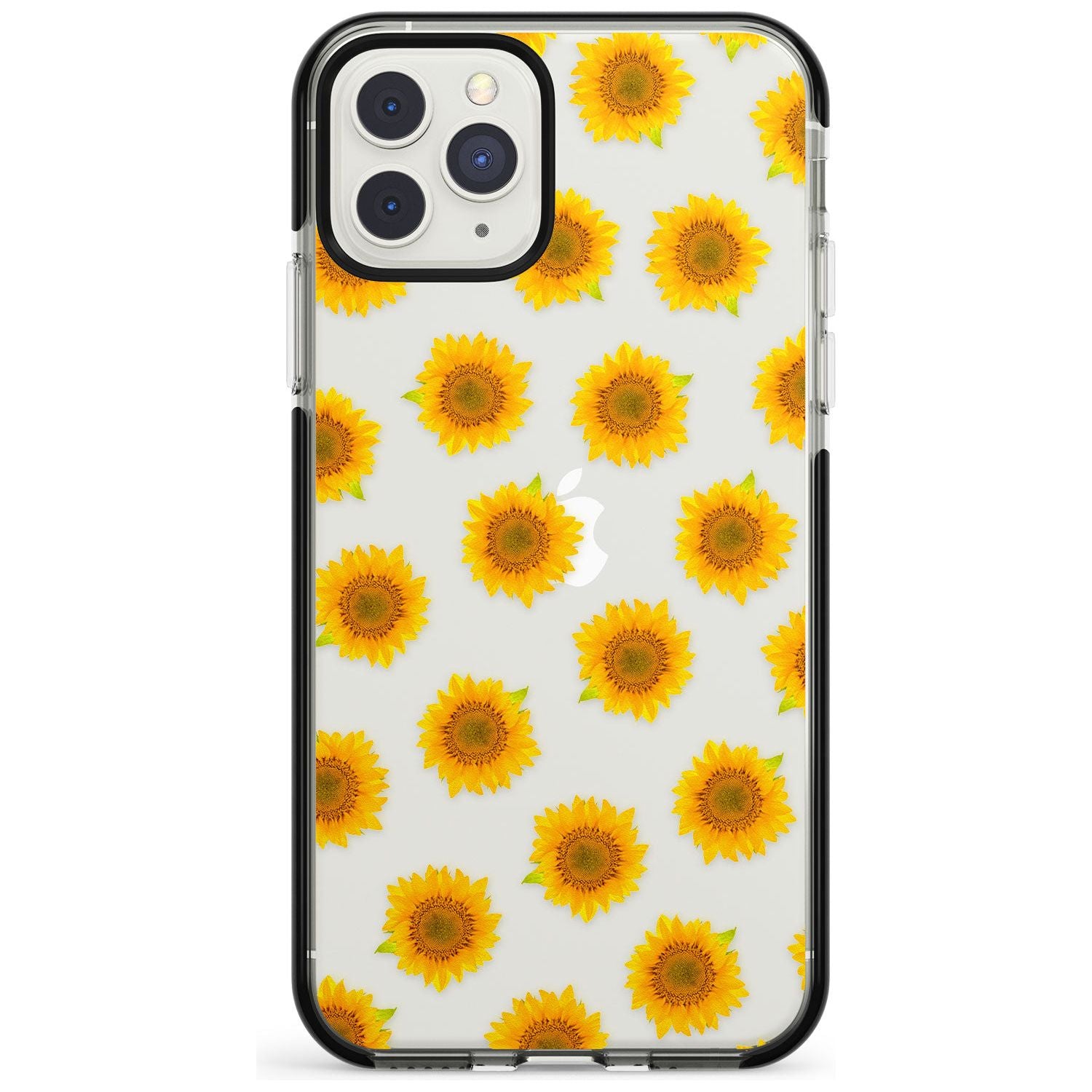Sunflowers Transparent Pattern Black Impact Phone Case for iPhone 11 Pro Max