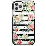 Bold Stripes & Flower Pattern Black Impact Phone Case for iPhone 11 Pro Max