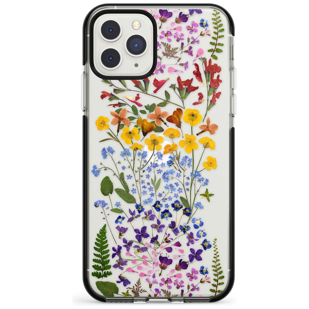 Wild Flower Stripe Design Black Impact Phone Case for iPhone 11 Pro Max