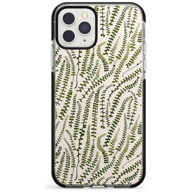 Fern Leaf Pattern Design - Cream Black Impact Phone Case for iPhone 11 Pro Max