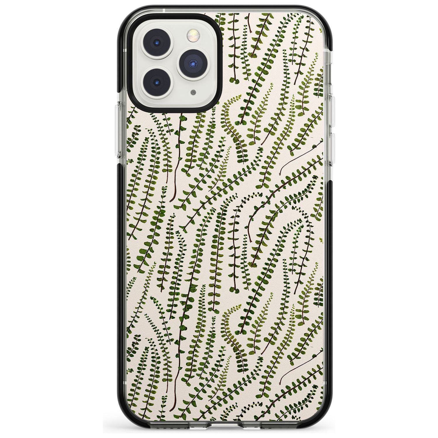 Fern Leaf Pattern Design - Cream Black Impact Phone Case for iPhone 11 Pro Max