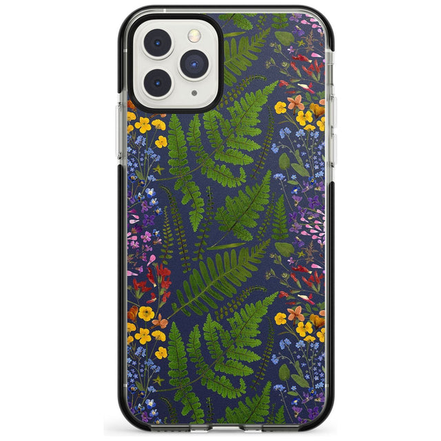 Busy Floral and Fern Design - Navy Black Impact Phone Case for iPhone 11 Pro Max