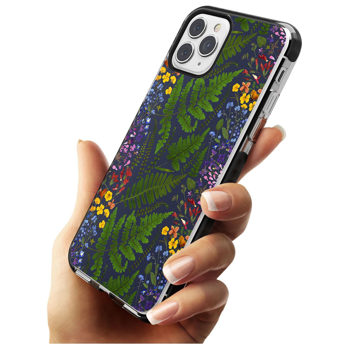 Busy Floral and Fern Design - Navy Black Impact Phone Case for iPhone 11 Pro Max