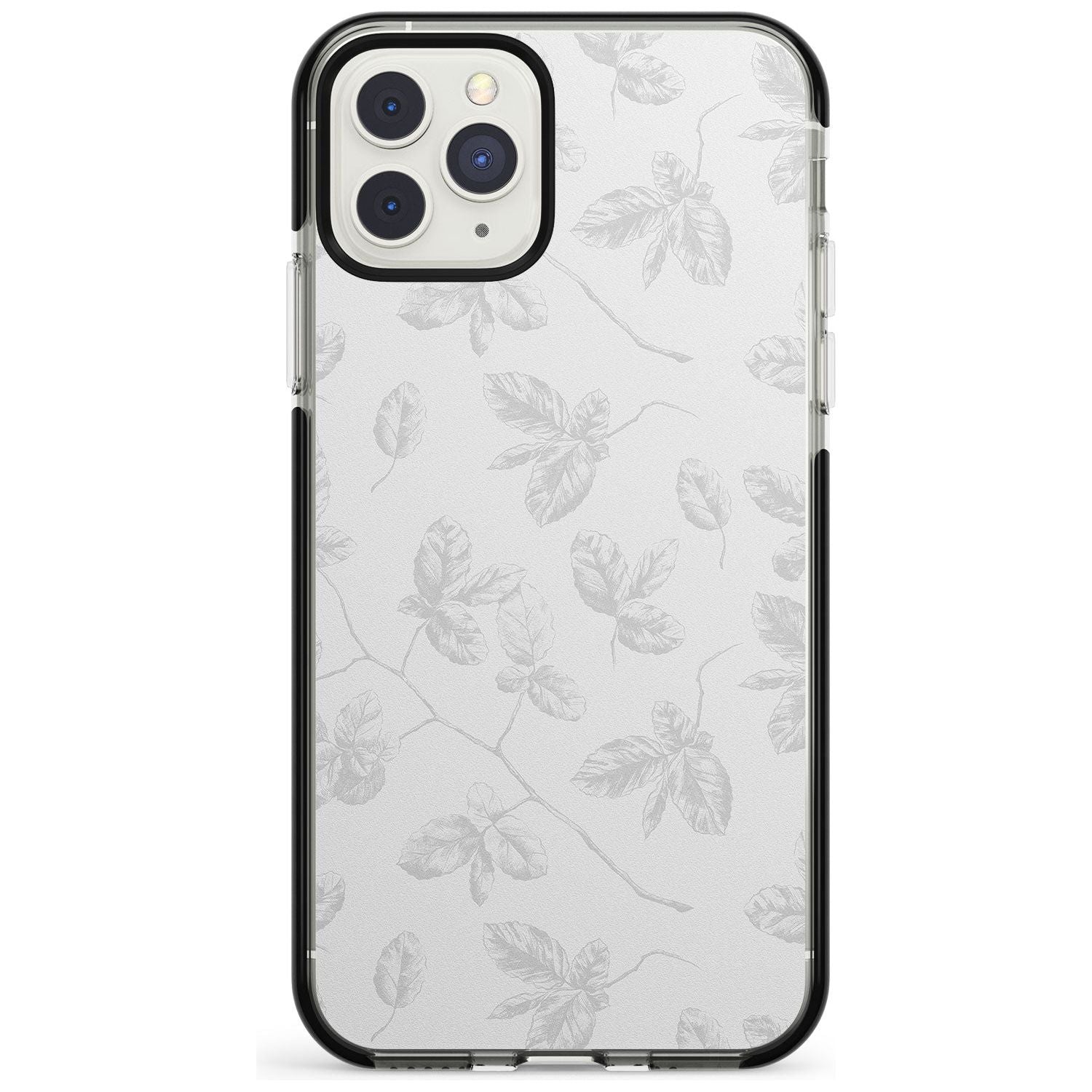 Grey Branches Vintage Botanical Black Impact Phone Case for iPhone 11 Pro Max