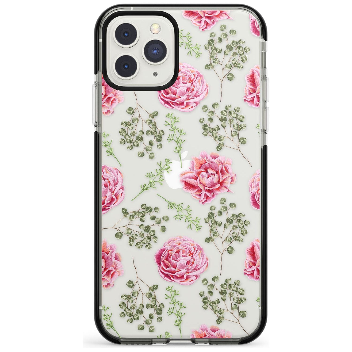 Roses & Eucalyptus Transparent Floral Black Impact Phone Case for iPhone 11 Pro Max