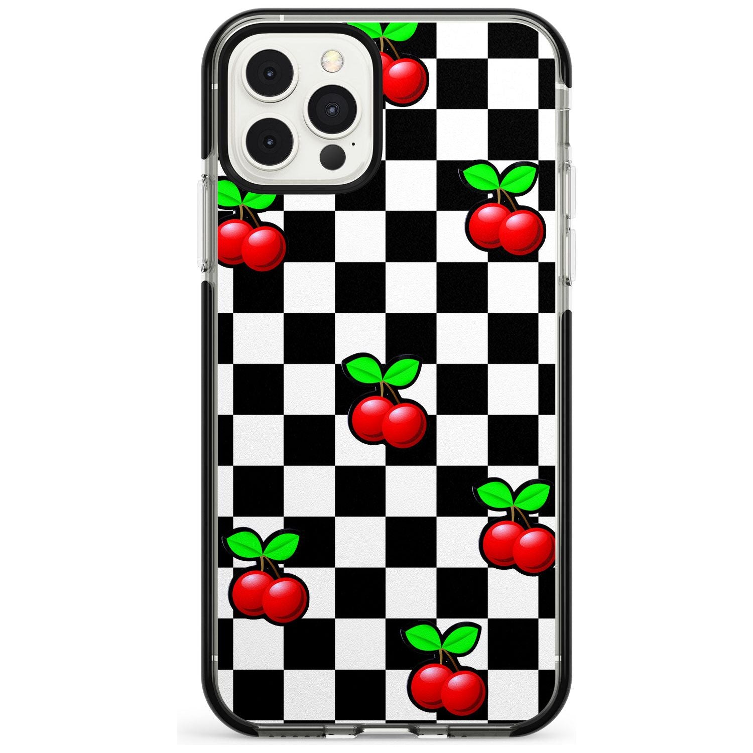 Checkered Cherry Black Impact Phone Case for iPhone 11