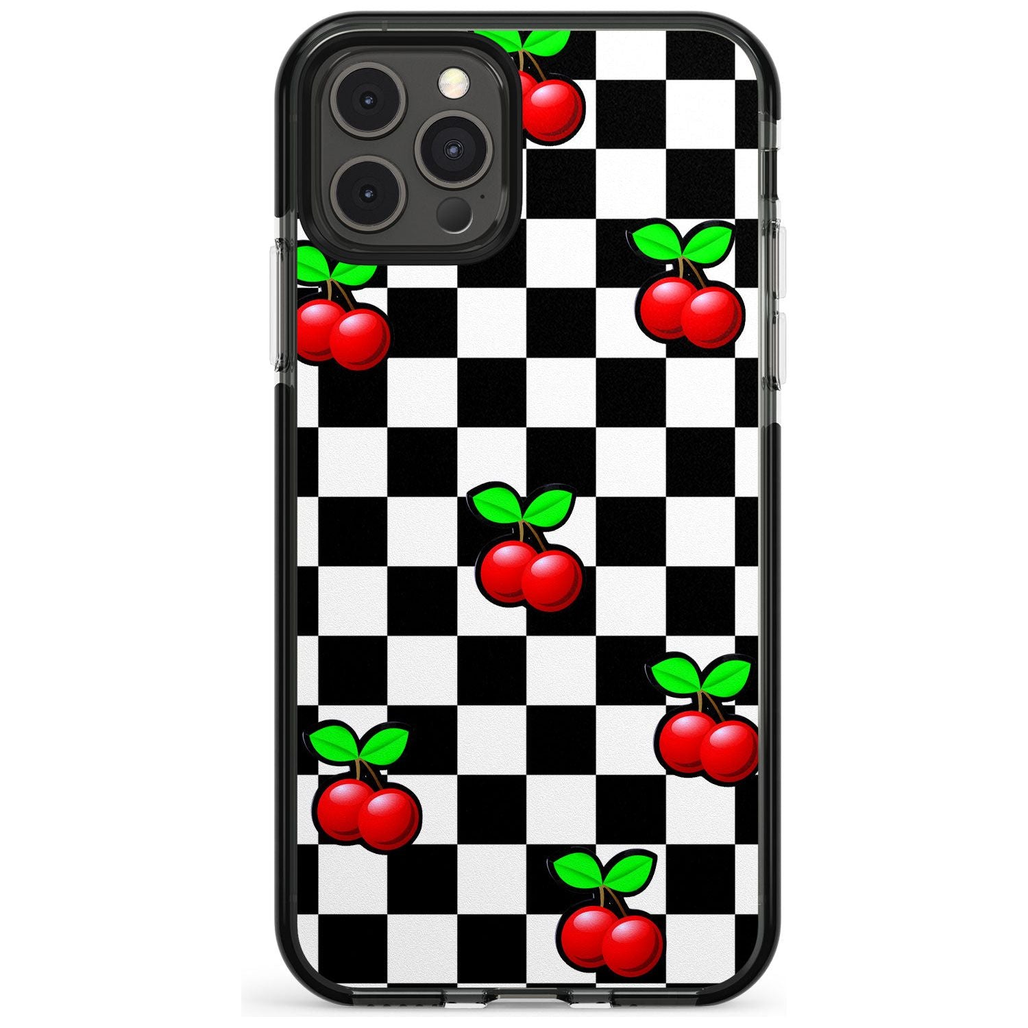 Checkered Cherry Black Impact Phone Case for iPhone 11