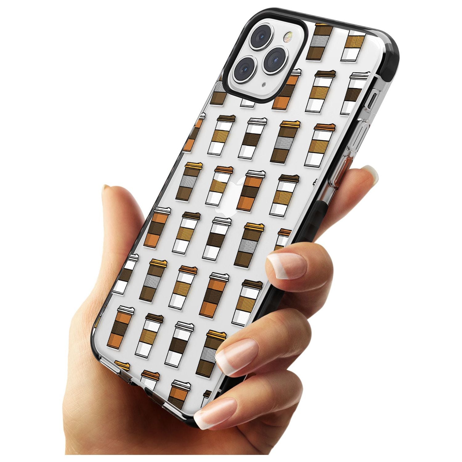 Coffee Cup Pattern Black Impact Phone Case for iPhone 11