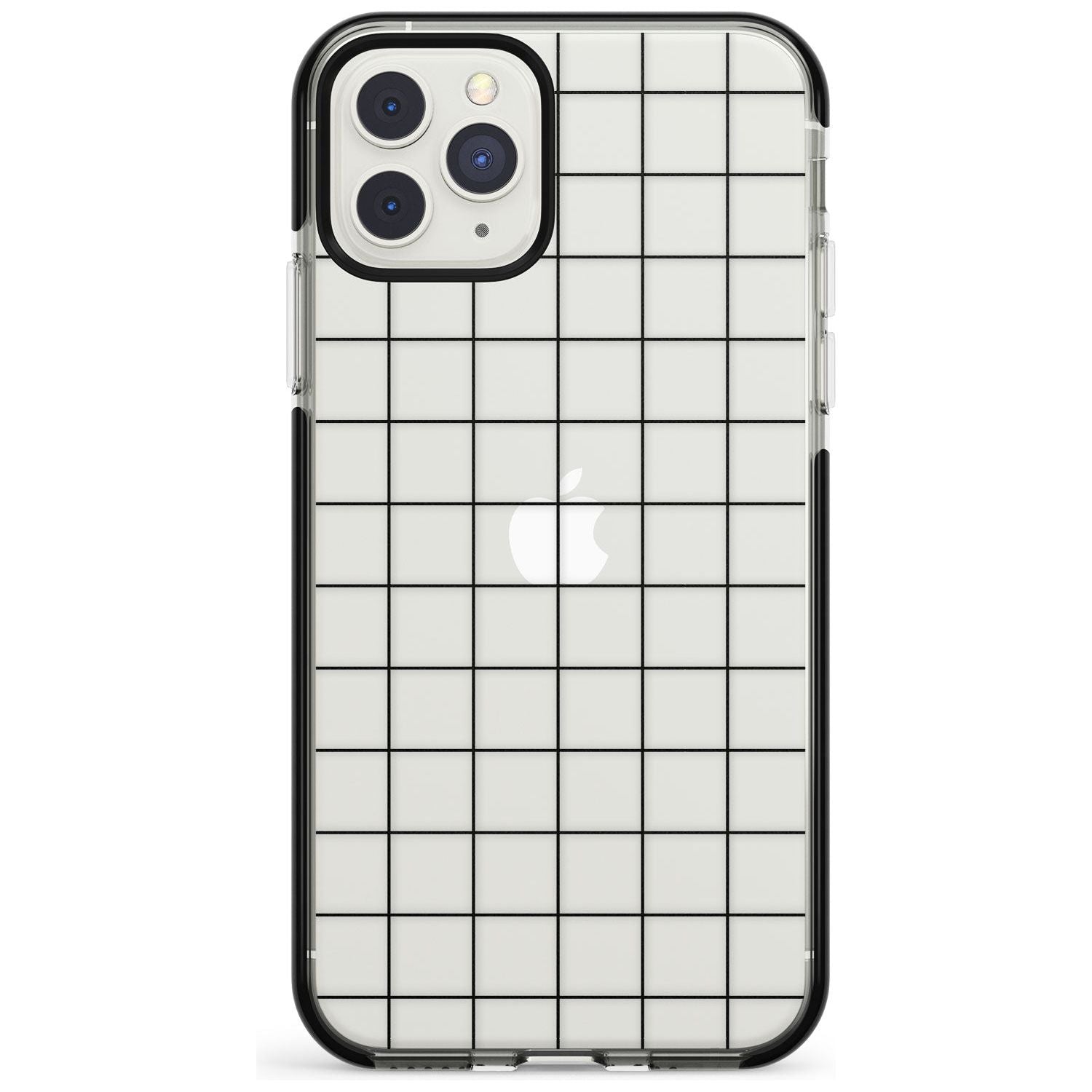 Simplistic Large Grid Pattern Black (Transparent) Black Impact Phone Case for iPhone 11 Pro Max