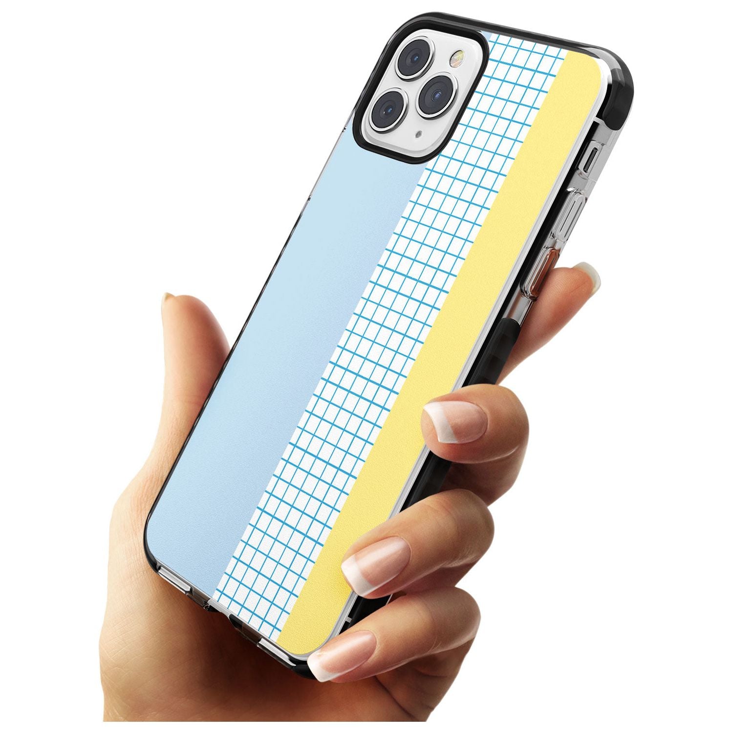 Abstract Grid Blue & Yellow Black Impact Phone Case for iPhone 11 Pro Max