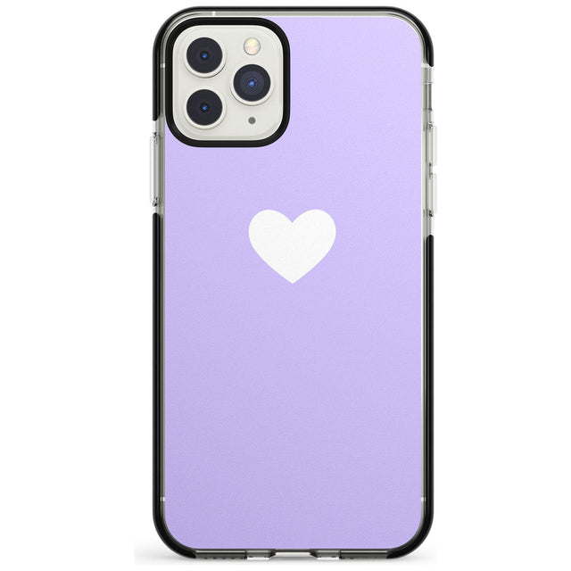 Single Heart White & Pale Purple Black Impact Phone Case for iPhone 11 Pro Max