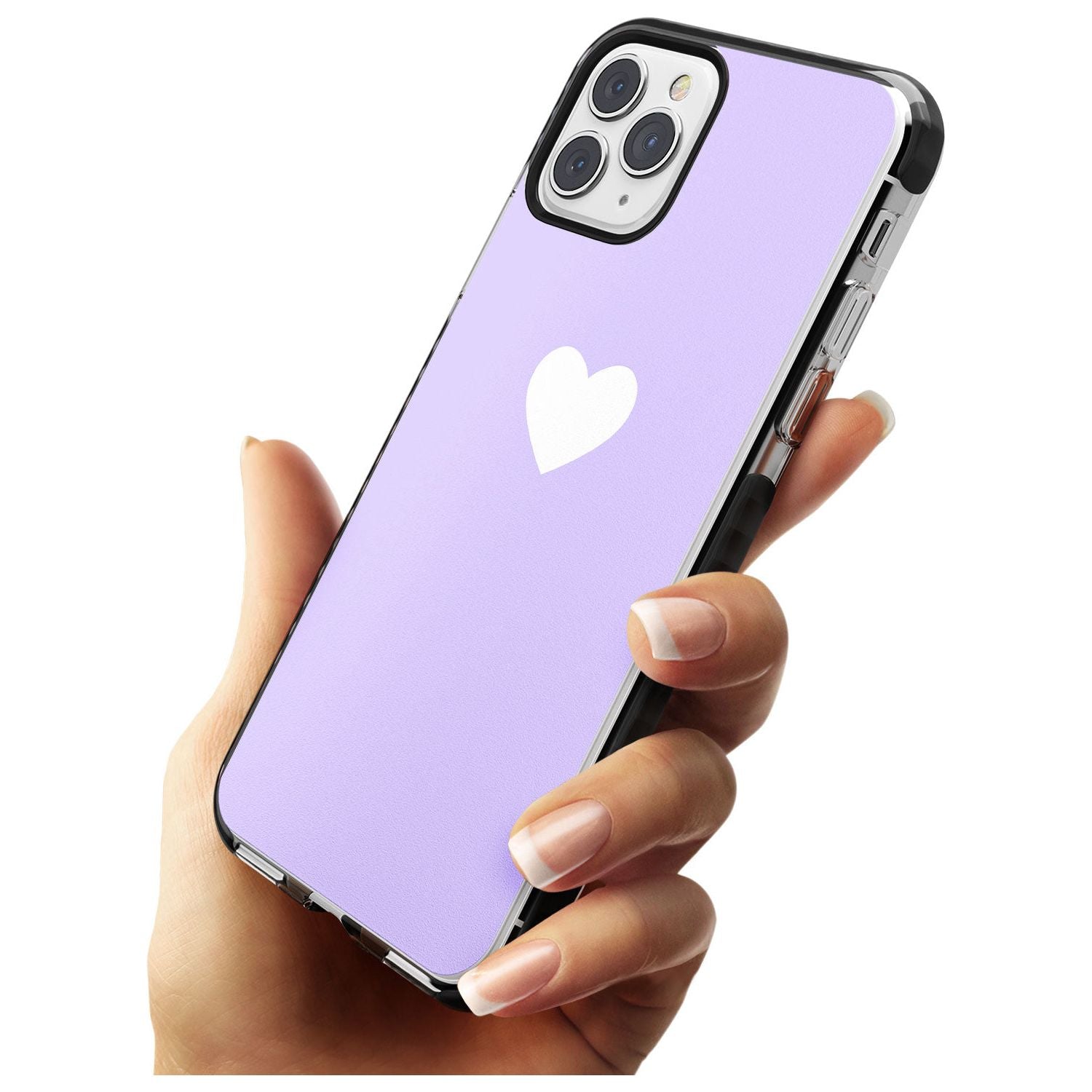 Single Heart White & Pale Purple Black Impact Phone Case for iPhone 11 Pro Max
