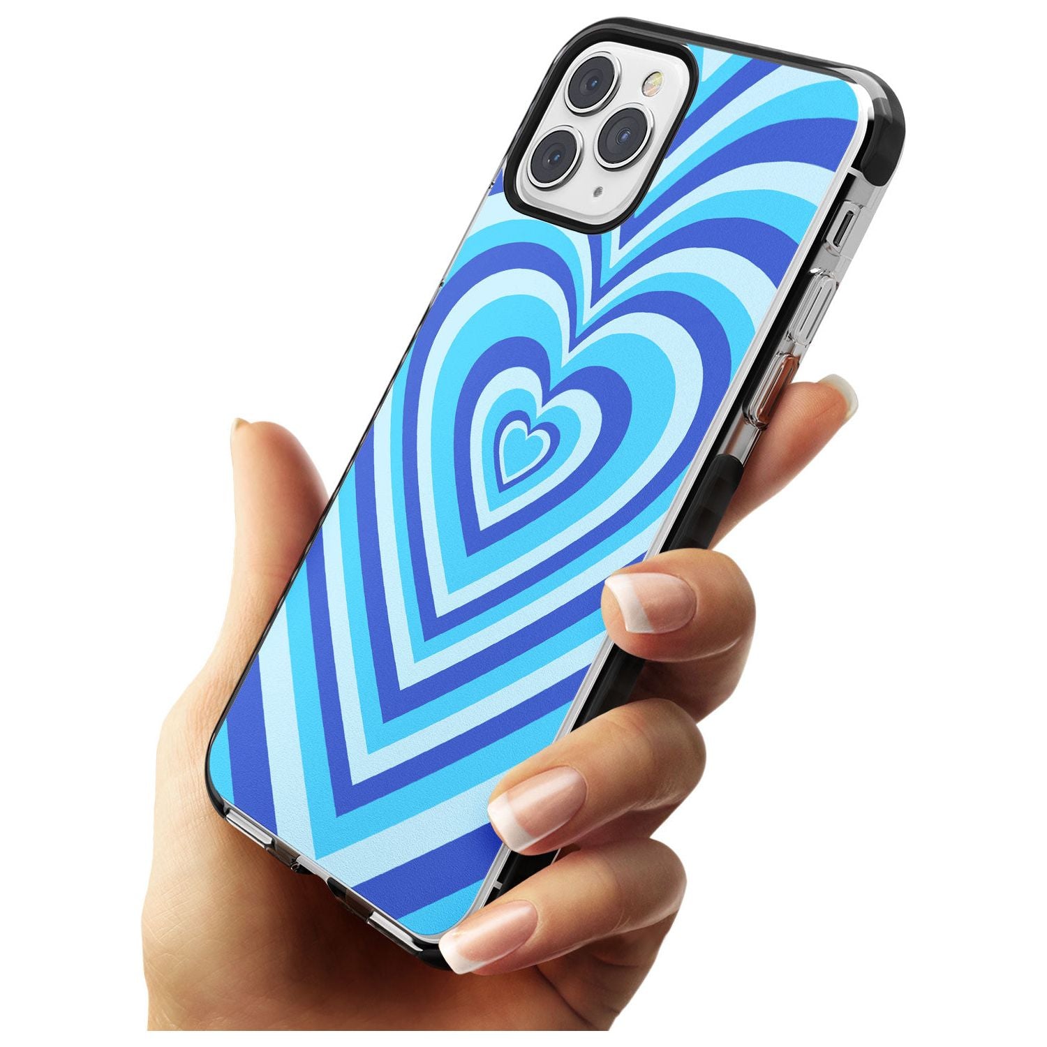 Blue Heart Illusion Black Impact Phone Case for iPhone 11