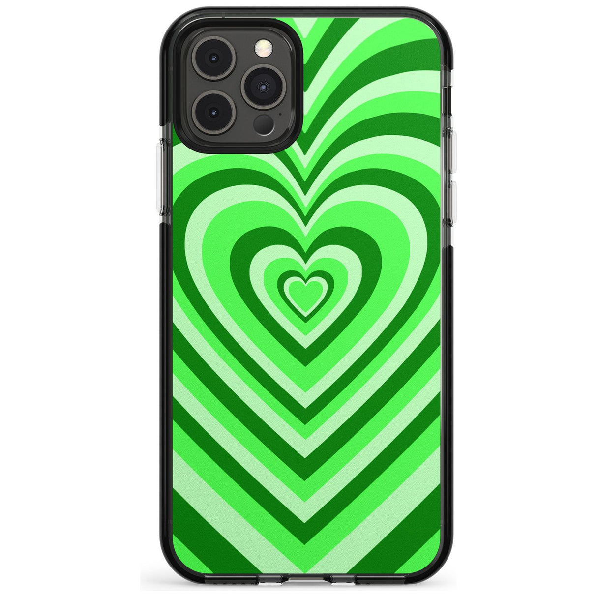 Green Heart Illusion Black Impact Phone Case for iPhone 11