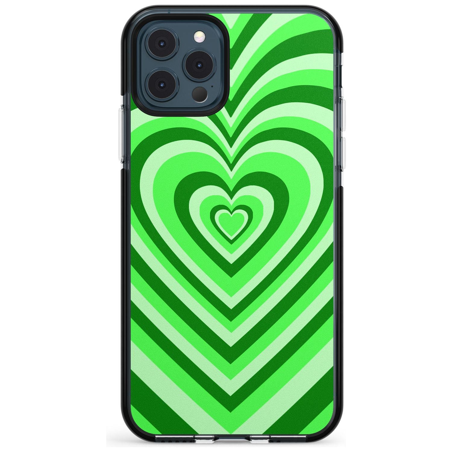 Green Heart Illusion Black Impact Phone Case for iPhone 11