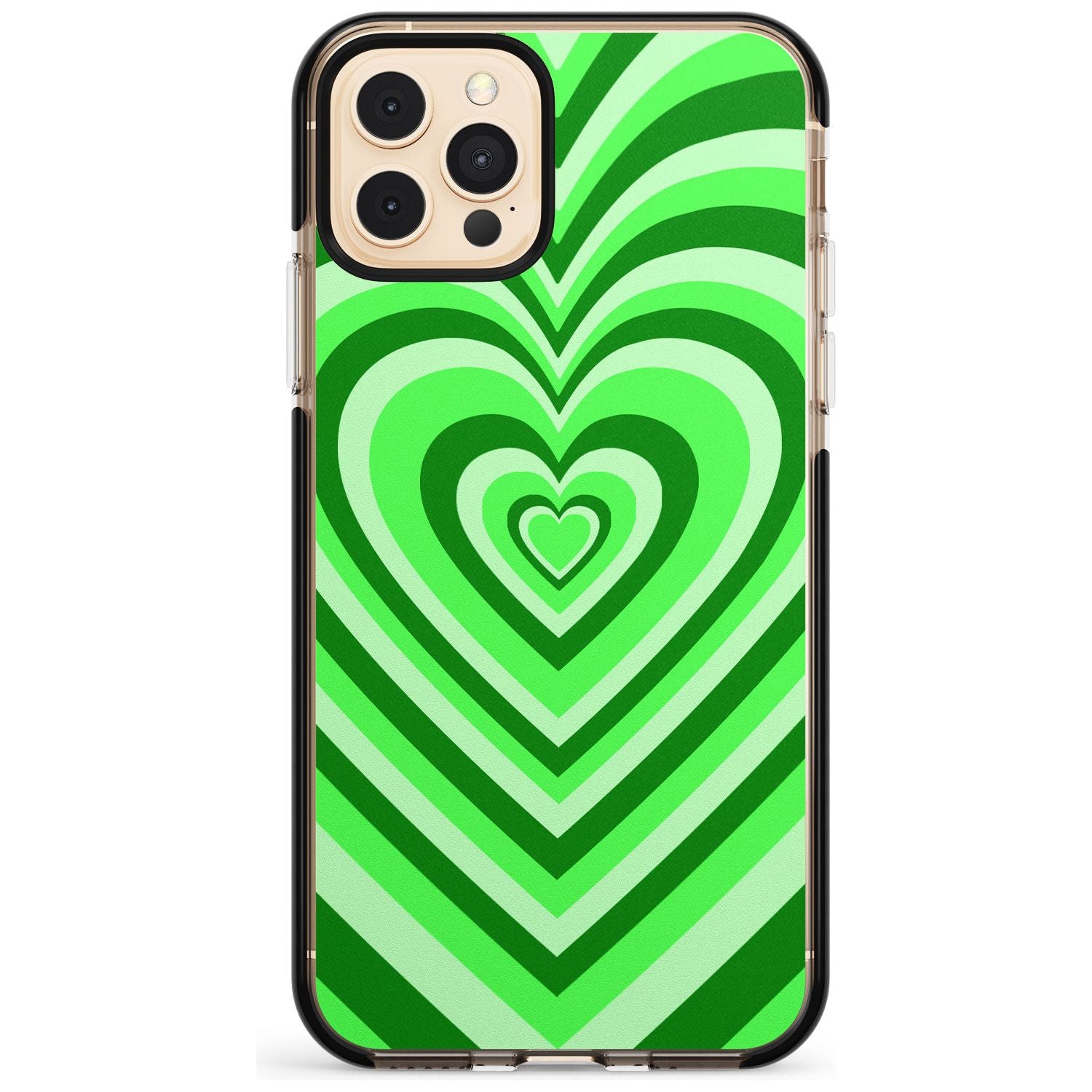 Green Heart Illusion Black Impact Phone Case for iPhone 11