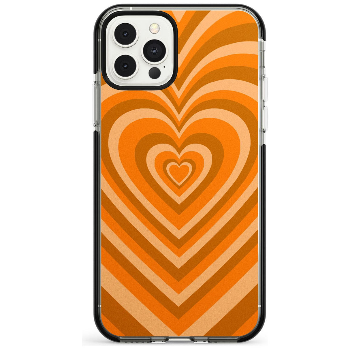 Orange Heart Illusion Black Impact Phone Case for iPhone 11