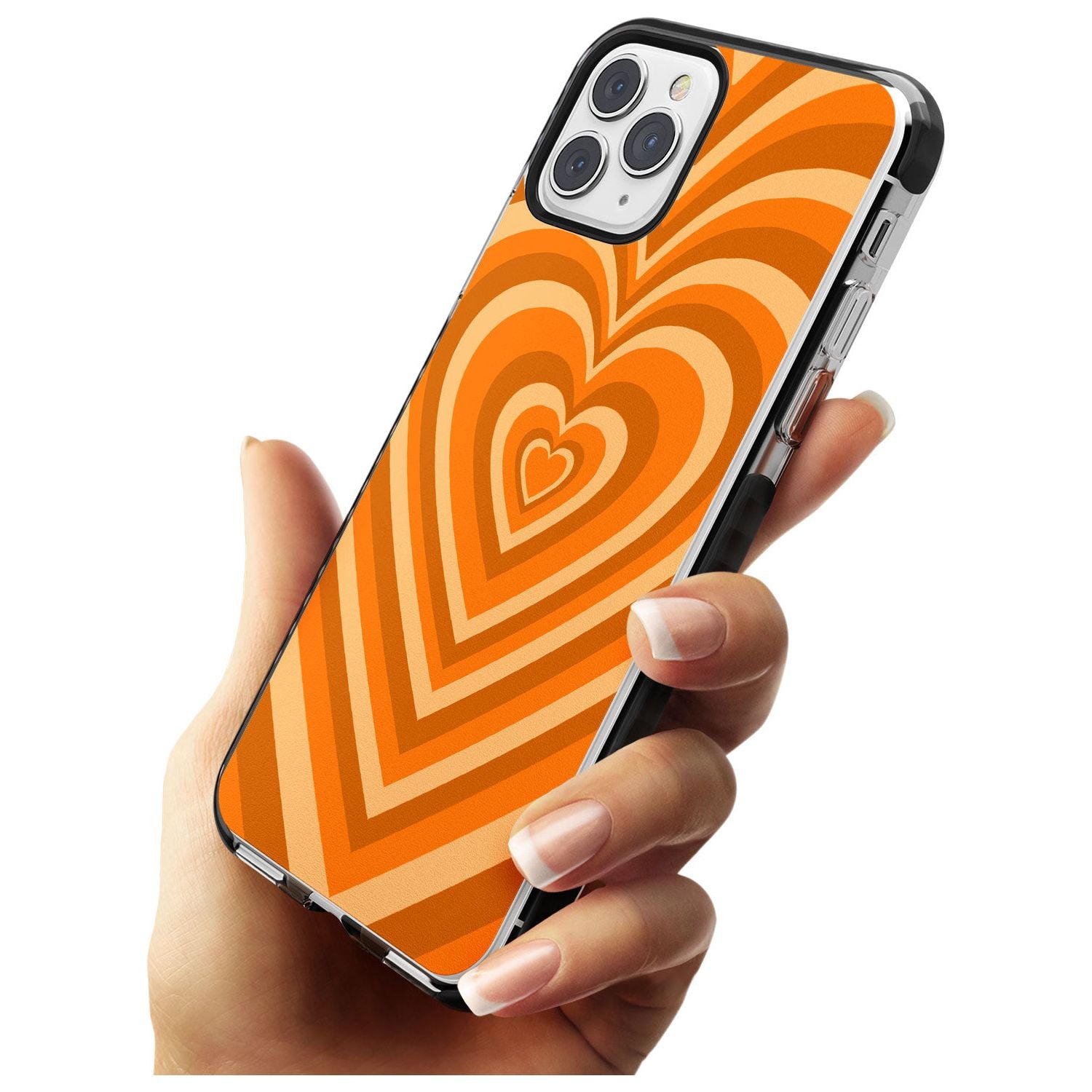 Orange Heart Illusion Black Impact Phone Case for iPhone 11