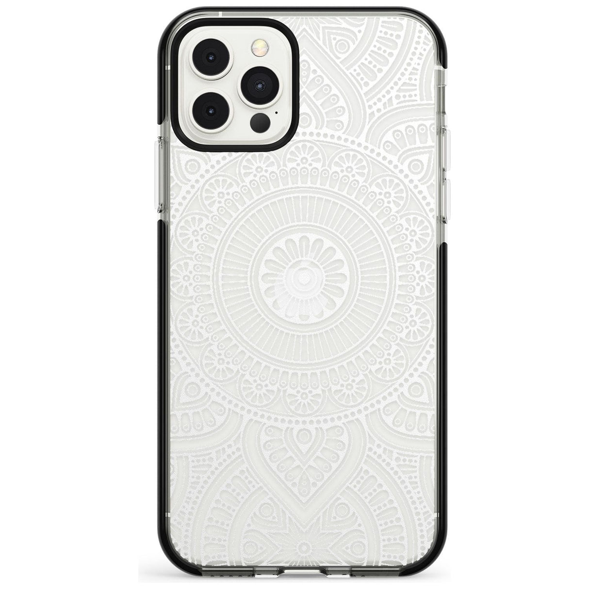 White Henna Flower Wheel Black Impact Phone Case for iPhone 11