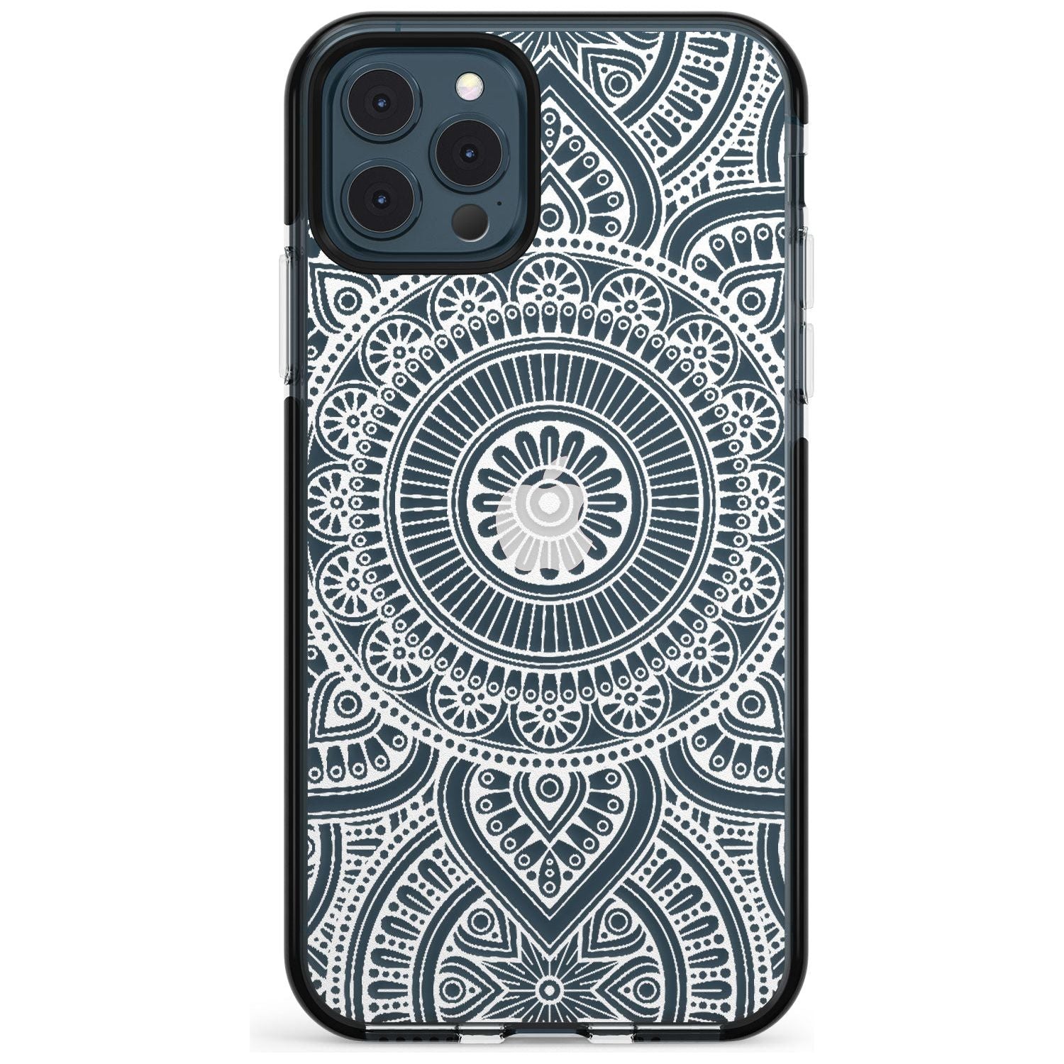 White Henna Flower Wheel Black Impact Phone Case for iPhone 11