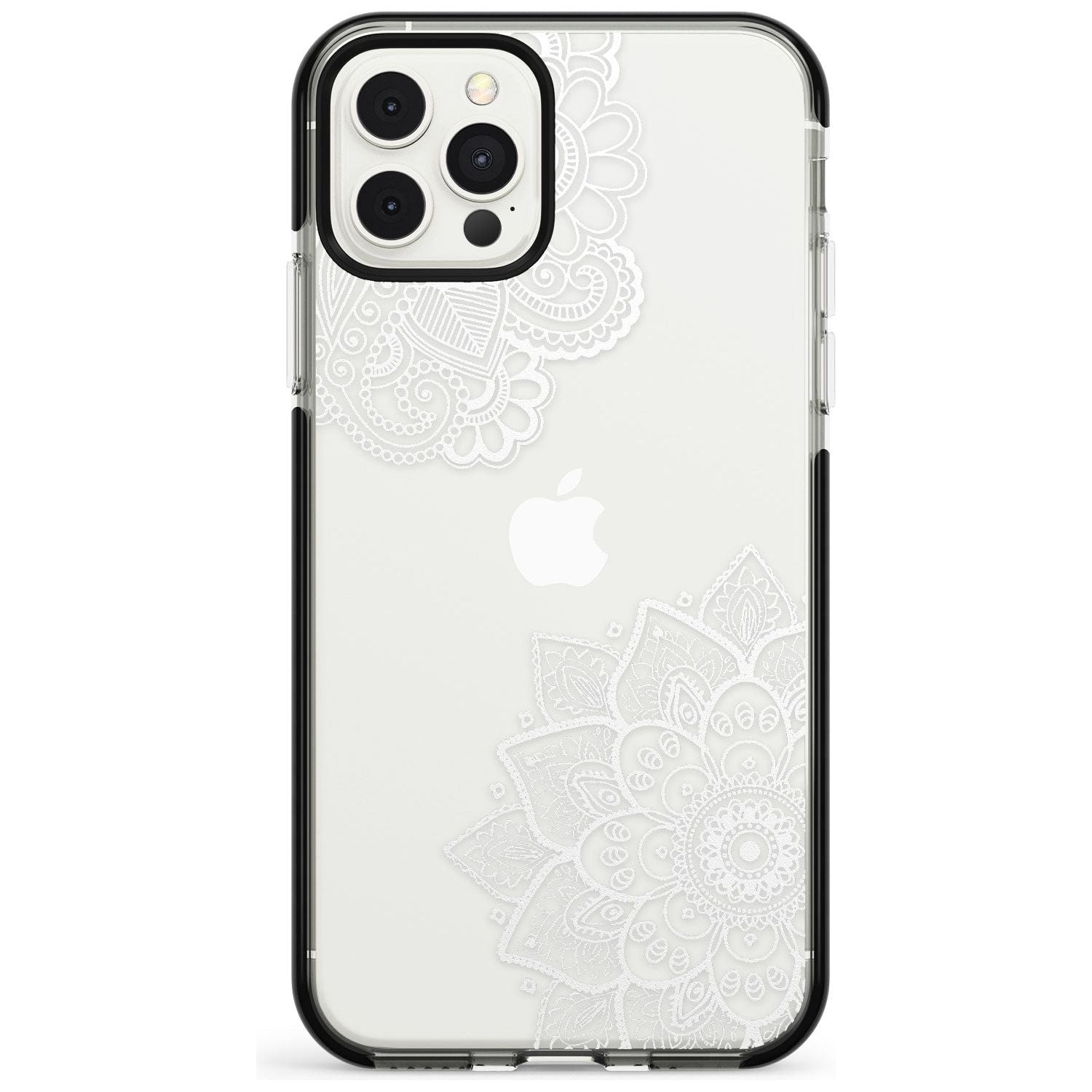 White Henna Florals Black Impact Phone Case for iPhone 11