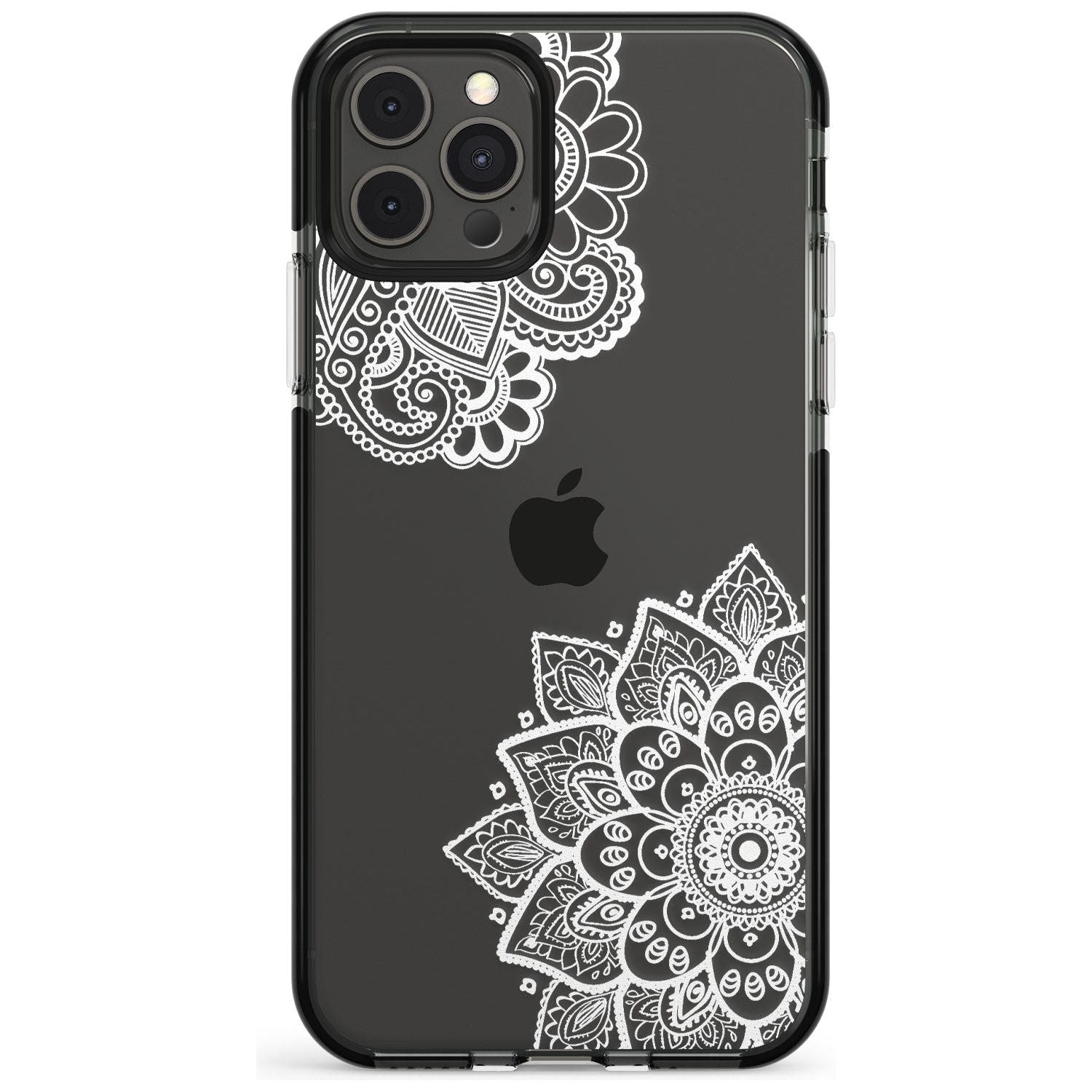 White Henna Florals Black Impact Phone Case for iPhone 11