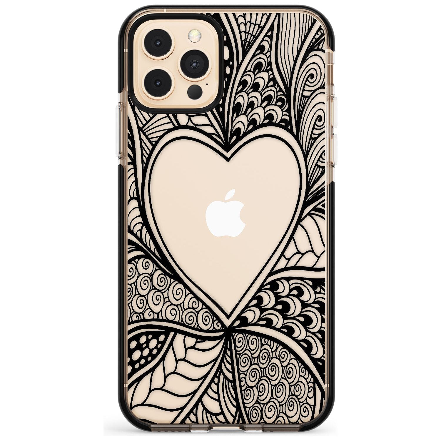 Black Henna Heart Black Impact Phone Case for iPhone 11