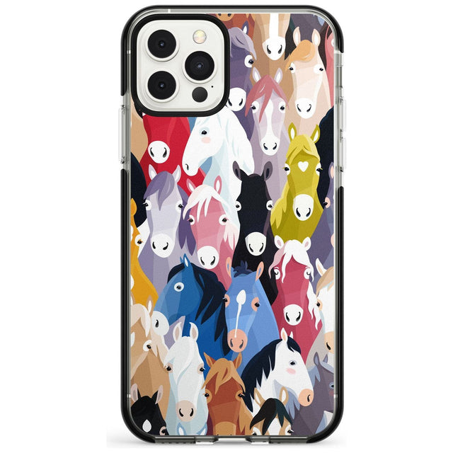 Colourful Horse Pattern Black Impact Phone Case for iPhone 11