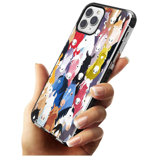 Colourful Horse Pattern Black Impact Phone Case for iPhone 11
