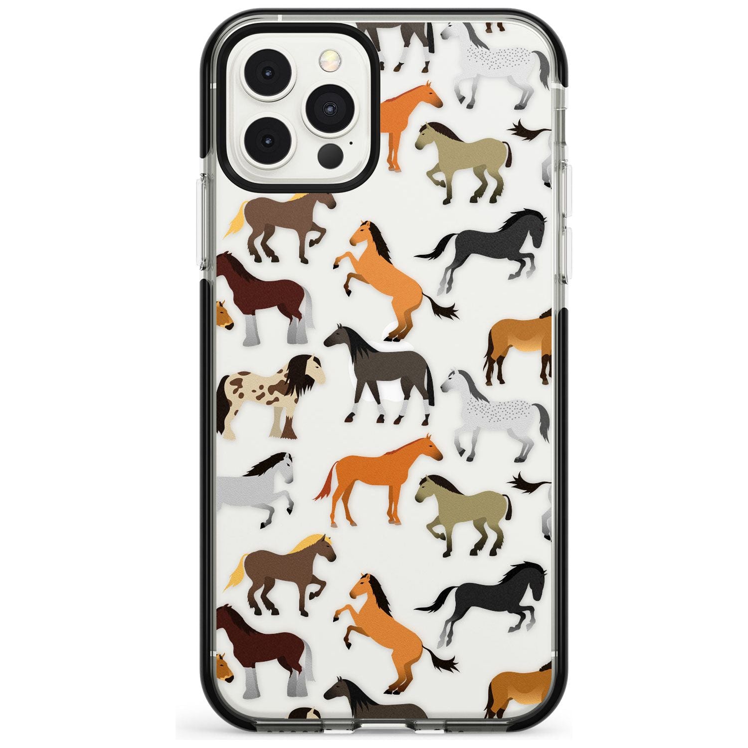 Horse Pattern Black Impact Phone Case for iPhone 11
